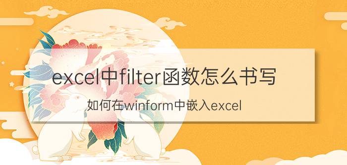 excel中filter函数怎么书写 如何在winform中嵌入excel？